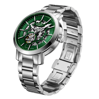 Rotary 42mm Greenwich Stainless Steel Green Skeleton Automatic Watch