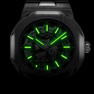 Rotary 40mm Skeleton Sport Stainless Steel Automatic Watch