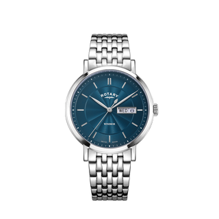 Rotary 37mm Windsor Stainless Steel Blue Quartz Watch