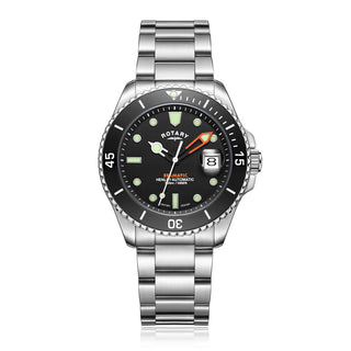 Rotary 42mm Seamatic Henley Stainless Steel Black Automatic Watch