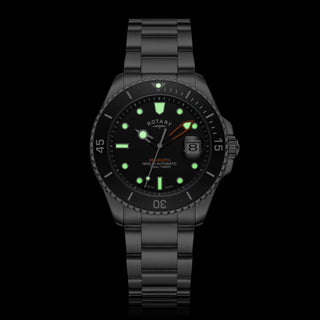 Rotary 42mm Seamatic Henley Stainless Steel Black Automatic Watch
