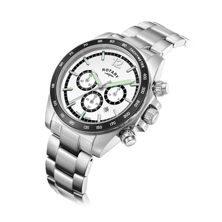 Rotary 41mm Henley Chronograph Stainless Steel White Quartz Watch