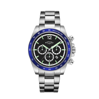 Rotary 41mm Henley Chronograph Stainless Steel Black Quartz Watch