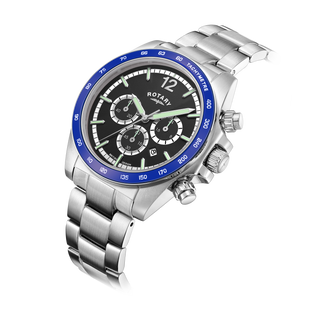 Rotary 41mm Henley Chronograph Stainless Steel Black Quartz Watch