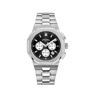Rotary 41mm Regent Chronograph Stainless Steel Black Quartz Watch