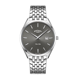 Rotary 38mm Ultra Slim Stainless Steel Grey Quartz Watch