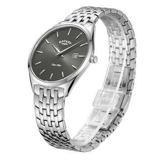 Rotary 38mm Ultra Slim Stainless Steel Grey Quartz Watch