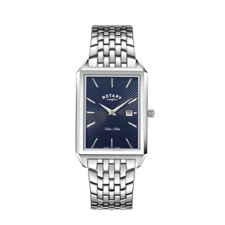 Rotary Ultra Slim Stainless Steel Blue Quartz Watch