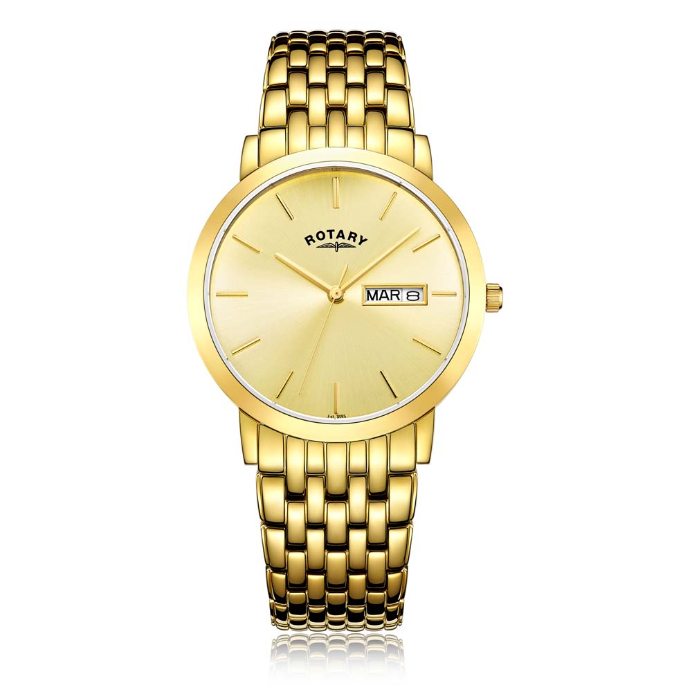 Rotary 38mm Yellow Gold Plated Gold Quartz Watch Allum Sidaway