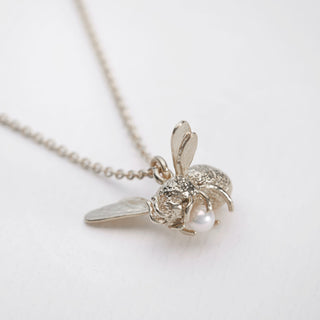 Alex Monroe Silver Flying Bee and Pearl Necklace