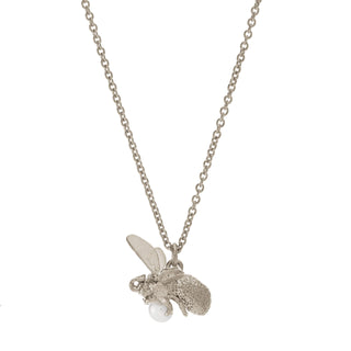 Alex Monroe Silver Flying Bee and Pearl Necklace