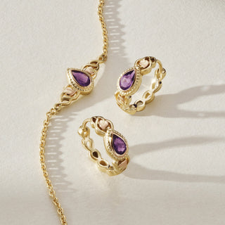 Clogau Jewellery Clogau 9ct Yellow Gold Delphinium Amethyst Huggy Hoop Earrings 2101177