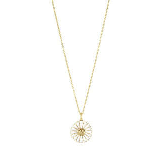 Georg Jensen Gold Plated White Daisy Enamel Pendant