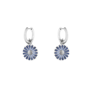 Georg Jensen Silver Blue Daisy Enamel Hoops