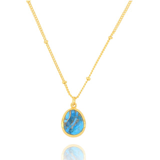 Gold Plated Copper Turquoise Pendant & Beaded Chain