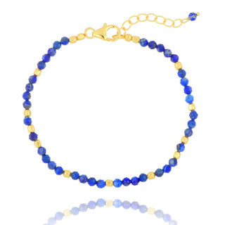 Gold Plated Lapis Lazuli Beaded Bracelet