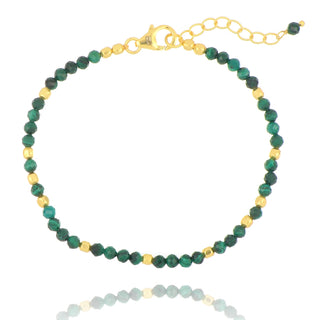 Gold Plated Malachite Beaded Bracelet