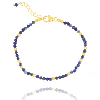 Gold Plated Sodalite Beaded Bracelet