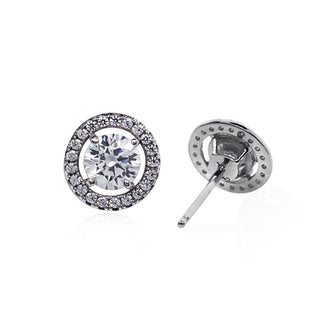 Carat* London White Gold Plated CZ Gwen Round Stud Earrings