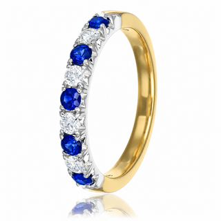 Allum & Sidaway Jewellery 18ct Yellow Gold 0.66cttw Sapphire & Diamond Half Eternity Ring 0201284