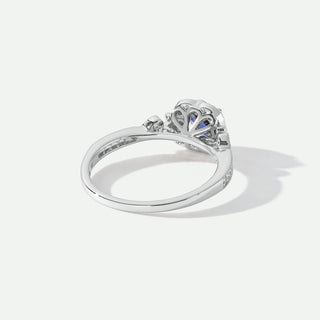 Harper | 18ct White Gold 0.12ct Laboratory Grown Diamond and Created Sapphire Vintage Ring