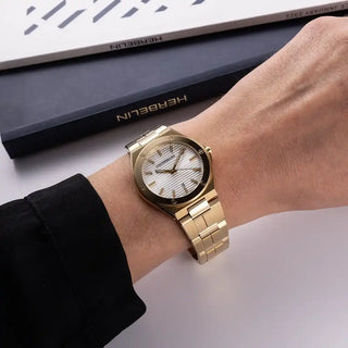 Michel Herbelin Watches Herbelin Ladies Gold PVD 33mm Cap Camarat Quartz Watch 3303025