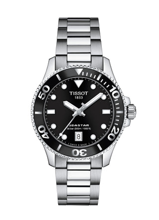 Tissot 36mm Seastar 1000 Stainless Steel Black Quartz Watch