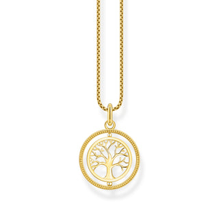 Thomas Sabo Yellow Gold Plated Zirconia Tree of Love Rotating Necklace