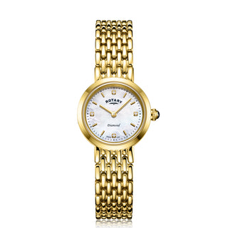 Rotary 23mm Yellow Gold Plated Traditional Diamond Quartz Watch