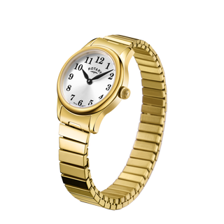 Rotary 24mm Yellow Gold Plated Expandable Bracelet Quartz Watch