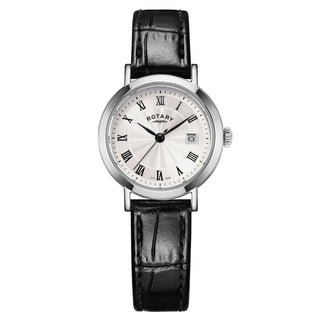 Rotary Watches Rotary Heritage 27mm Silver Quartz Watch with a Black Leather Strap 3408032