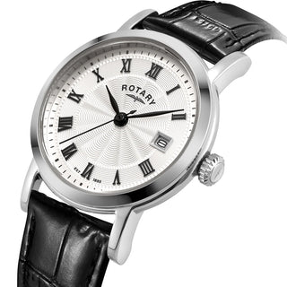 Rotary Watches Rotary Heritage 27mm Silver Quartz Watch with a Black Leather Strap 3408032