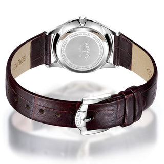 Rotary 27mm Ultra Slim Mother-of-Pearl Quartz Watch with a Brown Leather Strap
