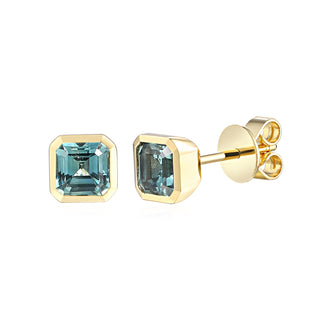 9ct Yellow Gold 0.88 Step Cut Sapphire Stud Earrings