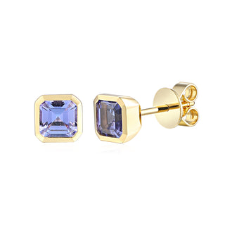 9ct Yellow Gold 0.78 Step Cut Tanzanite Stud Earrings
