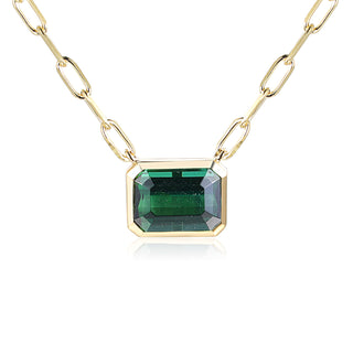 9ct Yellow Gold 1.73ct Octagon Green Tourmaline Pendant
