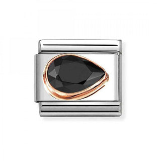 Nomination Stainless Steel Composable Classic Black Stone Drop Right link