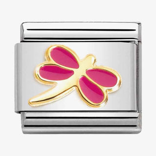 Nomination Stainless Steel Composable Classic Fuchsia Enamel Dragonfly Link