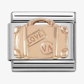 Nomination Stainless Steel and Rose Gold Composable Classic Engraved Suitcase Link