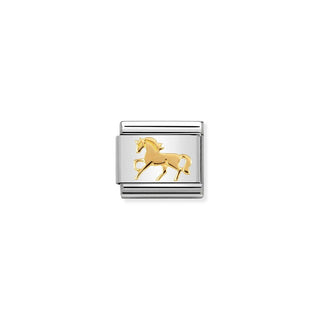 Nomination Stainless Steel and Yellow Gold Composable Classic Galloping Horse Link