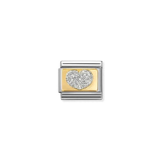 Nomination Stainless Steel and Yellow Gold Composable Classic Glitter Heart Link