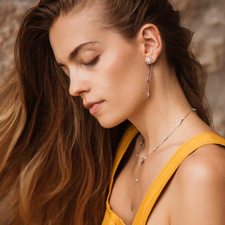 Carat* London White Gold Plated CZ Stella Nova Drop Earrings