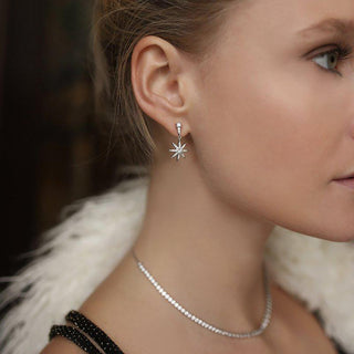 Carat* London White Gold Plated CZ Stella Nysa Drop Earrings