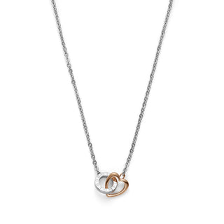 Olivia Burton Jewellery Olivia Burton Stainless Steel & Rose Gold Plated Kindred Interlink Heart Necklace 3212049