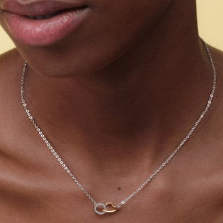 Olivia Burton Jewellery Olivia Burton Stainless Steel & Rose Gold Plated Kindred Interlink Heart Necklace 3212049