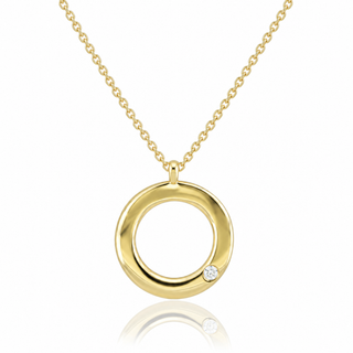 Fine Jewellery Jewellery 9ct Yellow Gold Round Brilliant Cut Diamond Circle Necklace 1417480