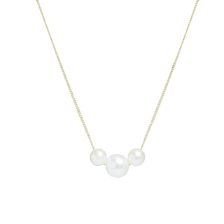 Fine Jewellery Jewellery 9ct Yellow Gold Triple Pearl Slider Necklace 1409898