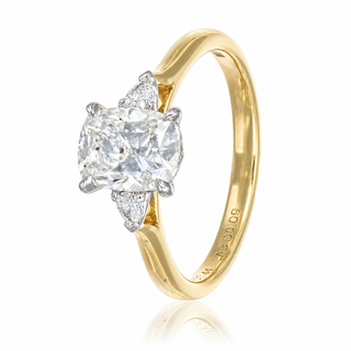 Allum & Sidaway Jewellery 18ct Yellow Gold 1.53cttw Lab Grown Long Cushion Cut Diamond Three Stone Ring 6023242