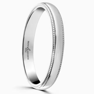 Palladium 2mm Beaded Edge Wedding Ring side view