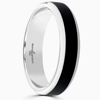 Palladium 5mm Black Ceramic Wedding Ring side view